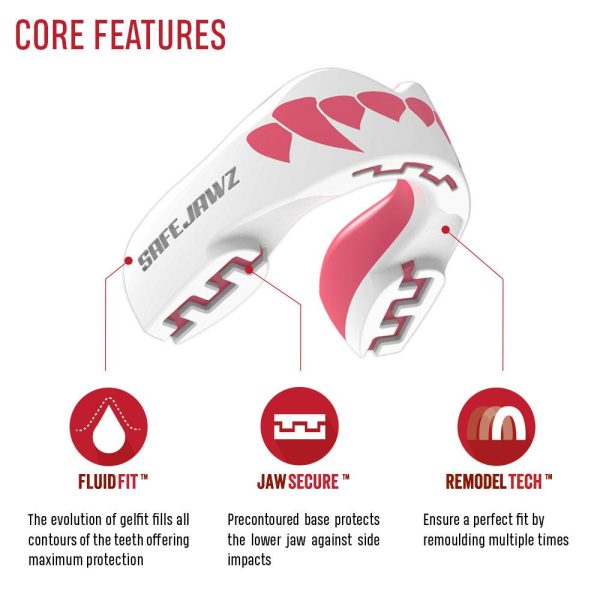 за Зъби SAFEJAWZ EXTRO SERIES SELF FIT PINK FANGZ MOUTHGUARD 3