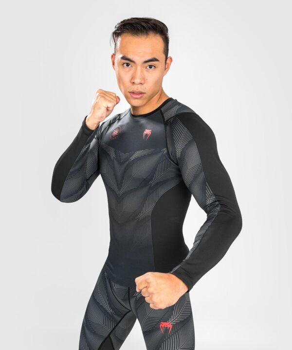 рашгард venum phantom long sleeves - black/red 3