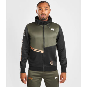 суичър ufc adrenaline by venum fight week men’s zip hoodie - khaki/bronze